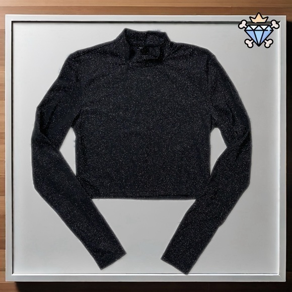 SHEIN Other - SHEIN MEN MOCK NECK LONG SLEEVE GLITTER CROPPED SHIRT SIZE MEDIUM FITTED